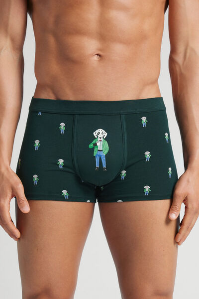 Intimissimi Bóxer de algodón superior con estampado dálmata Hombre Verde Tamaño 38
