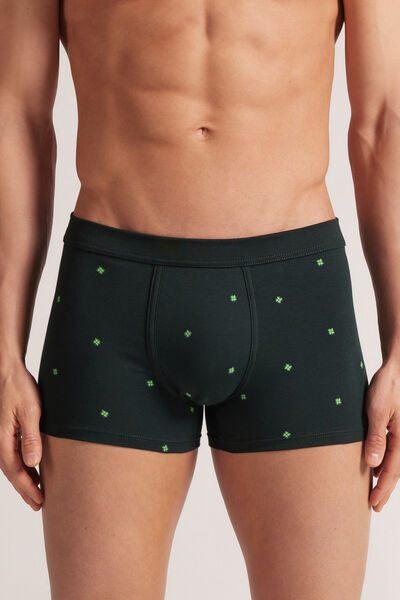 Intimissimi Bóxer Algodón Superior Estampado Tréboles de Cuatro Hojas Hombre Verde Tamaño 38