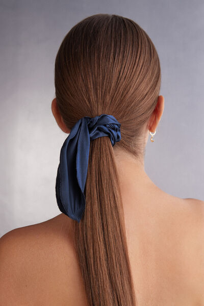 Intimissimi Coletero Fruncido Elástico de Seda con Lazo Mujer Azul Tamaño TALLA ÚNICA