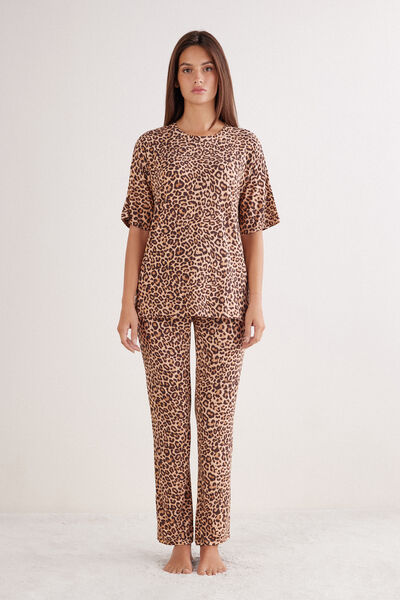 Intimissimi Pijama Largo de Manga Corta en Fresh Bamboo Pretty Savage Mujer Impreso Tamaño S