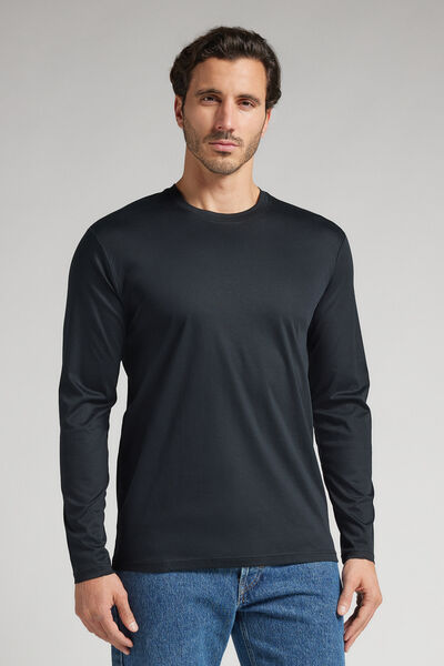 Intimissimi Camiseta de Manga Larga de Algodón Premium Hombre Negro Tamaño L