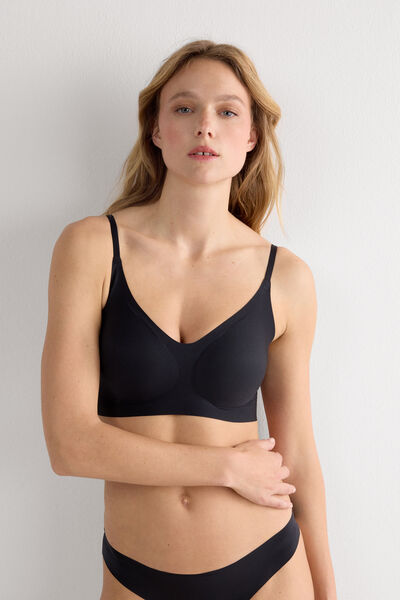 Intimissimi Sujetador Bralette Eri de Microfibra Mujer Negro Tamaño M/L