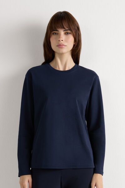 Intimissimi Camiseta de Manga Larga de Algodón Mujer Azul Tamaño M