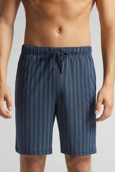 Intimissimi Pantalón Corto de Algodón Estampado Rayas Hombre Azul Tamaño S
