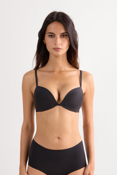 Intimissimi Sujetador Push-Up Silvia en Microfibra Ultraligera Mujer Negro Tamaño 80B