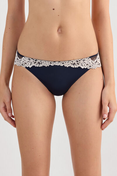 Intimissimi Braga transparente en parte trasera con microfibra y encaje Pretty Flowers Mujer Azul Tamaño L