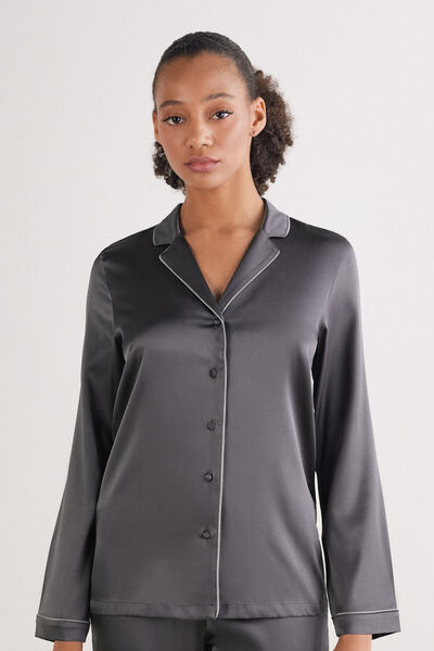 Intimissimi Chaqueta de Seda de Corte Masculino Mujer Gris Tamaño L