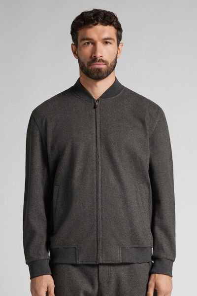 Intimissimi Chaqueta bómber con cremallera y tejido efecto paño Hombre Gris Tamaño L