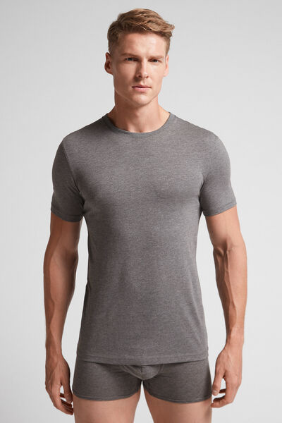 Intimissimi Camiseta con cuello redondo de algodón superior Hombre Gris Oscuro Tamaño XXL
