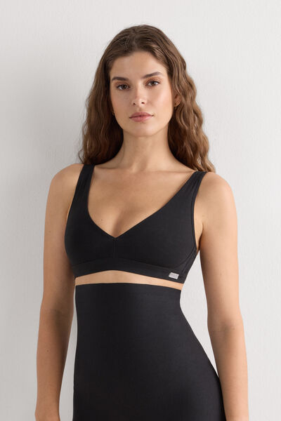 Intimissimi Sujetador de algodón sin aros triángulo Lara Mujer Negro Tamaño 85B