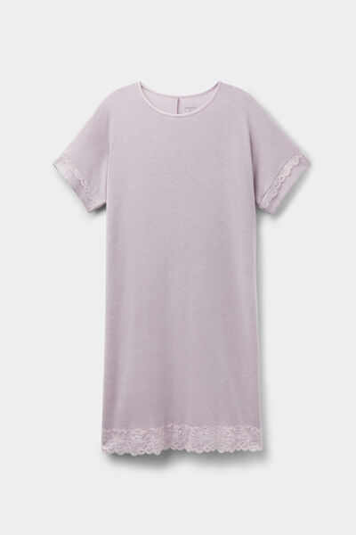 Intimissimi Chemise de nuit à manches courtes avec détails en dentelle Femme Violet Taille L
