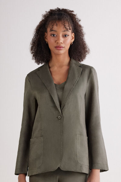 Intimissimi Chaqueta de Tejido de Lino The Pure Linen Mujer Verde Tamaño L