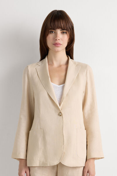 Intimissimi Chaqueta de Tejido de Lino The Pure Linen Mujer Natural Tamaño L