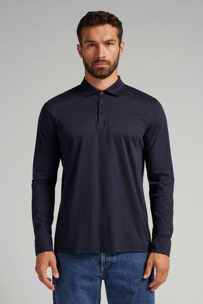Intimissimi Polo de Algodón Premium Mercerizado Hombre Azul Tamaño L