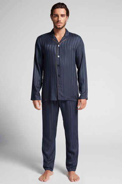 Intimissimi Pijama camisero de hombre elegante en tela de modal Hombre Azul Tamaño L