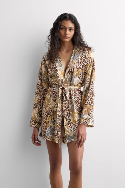 Intimissimi Kimono de Raso de Viscosa Estampado Animal Simply Iconic Mujer Impreso Tamaño M/L