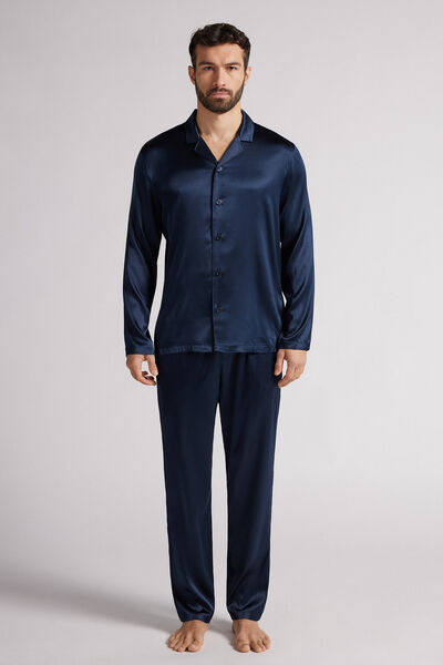 Intimissimi Pijama Largo de Seda Hombre Azul Tamaño L