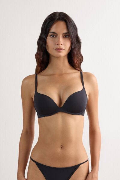 Intimissimi Sujetador Super Push-Up de Microfibra Gioia The Silky Touch Mujer Negro Tamaño 85C