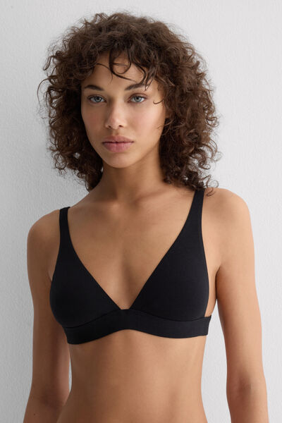 Intimissimi Sujetador Triangular Marica de Algodón Ultralight Cotton Mujer Negro Tamaño 80B