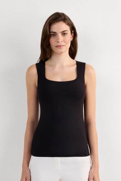 Intimissimi Camiseta de Tirantes Anchos en Fresh Bamboo Mujer Negro Tamaño L