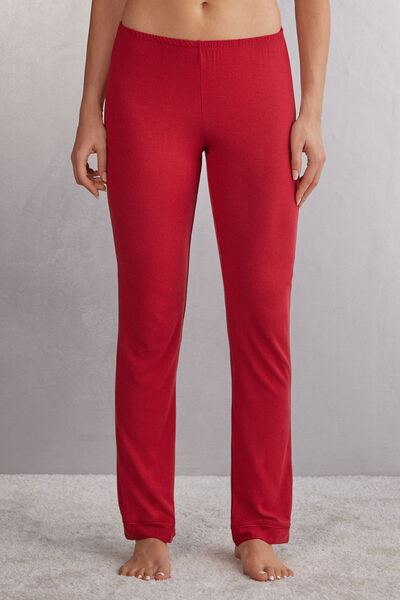 Intimissimi Pantalón largo de pijama de micromodal Mujer Rojo Tamaño L