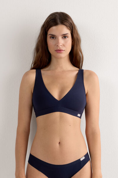 Intimissimi Sujetador de algodón sin aros triángulo Lara Mujer Azul Tamaño 105B