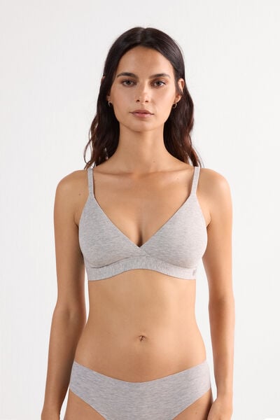 Intimissimi Sujetador Triangular Emma de Algodón Natural Mujer Gris Tamaño 85B
