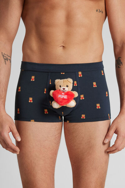 Intimissimi Bóxer Algodón Superior Peluche Be Mine Hombre Azul Tamaño 38