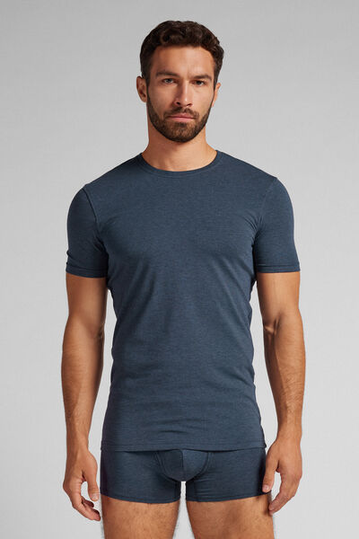 Intimissimi Camiseta ajustada de hombre en algodón Hombre Azul Tamaño M