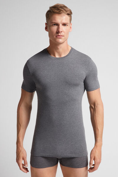 Intimissimi Camiseta ajustada de hombre en algodón Hombre Gris Oscuro Tamaño L