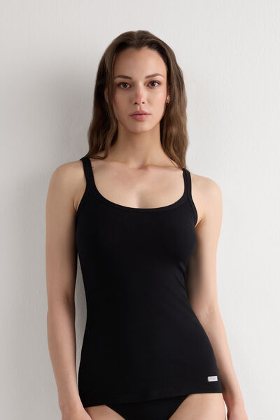 Intimissimi Top de tirantes para mujer de algodón Mujer Negro Tamaño L
