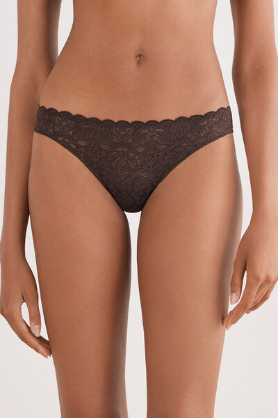 Intimissimi Braga brasileña de encaje y microfibra Mujer Marrón Tamaño L