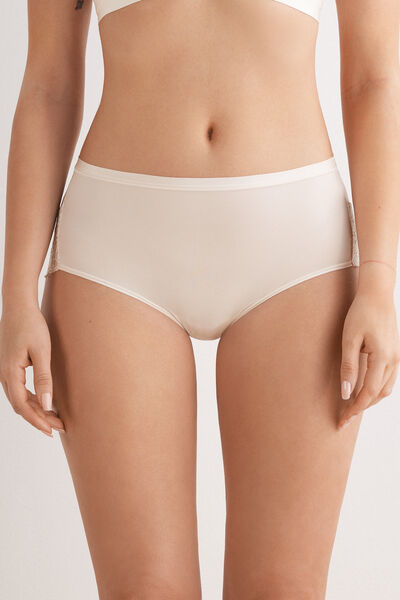 Intimissimi Braguita de Talle Alto de Microfibra y Encaje Mujer Natural Tamaño L