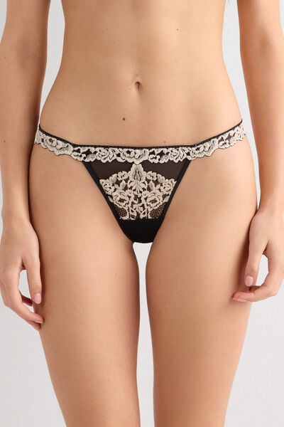 Intimissimi Tanga de hilo con volantes de encaje Pretty Flowers Mujer Multicolor Tamaño 36