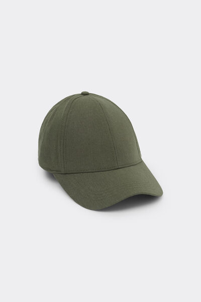 Intimissimi Gorra de Tejido de Lino y Algodón Hombre Verde Tamaño TALLA ÚNICA
