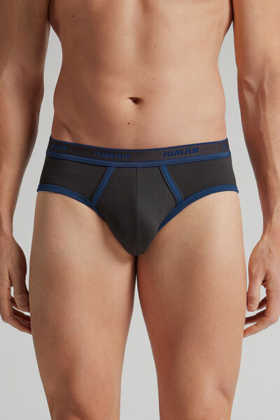 Intimissimi Slip de Hombre de Algodón Superior con Logotipo Hombre Gris Oscuro Tamaño 38