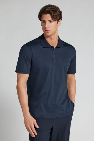 Intimissimi Polo de Algodón Superlight Mercerizado filo Premium Manga Corta Hombre Azul Tamaño L