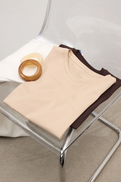 Intimissimi Camiseta de Manga Corta de Elevated Cotton Mujer Natural Tamaño L