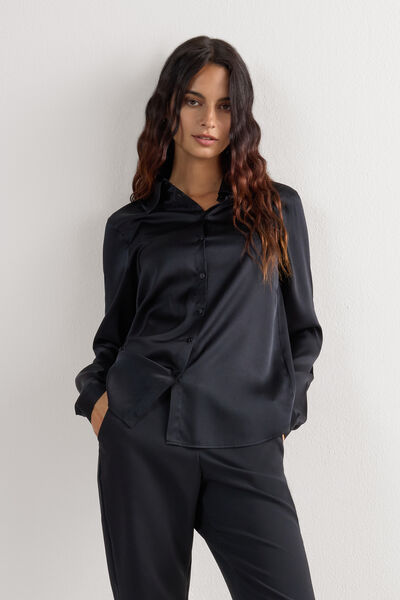 Intimissimi Camisa de Seda Mujer Negro