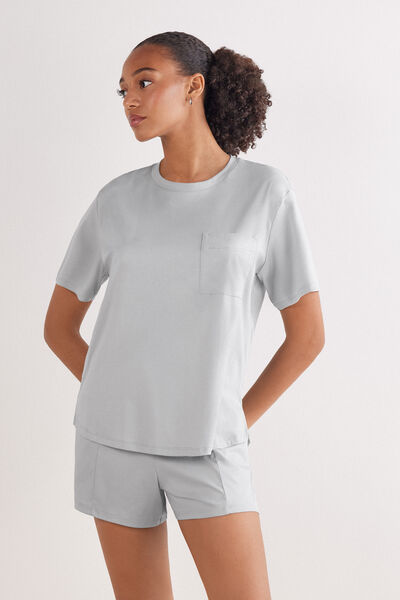 Intimissimi Jersey de Manga Corta Elevated Cotton Mujer Gris