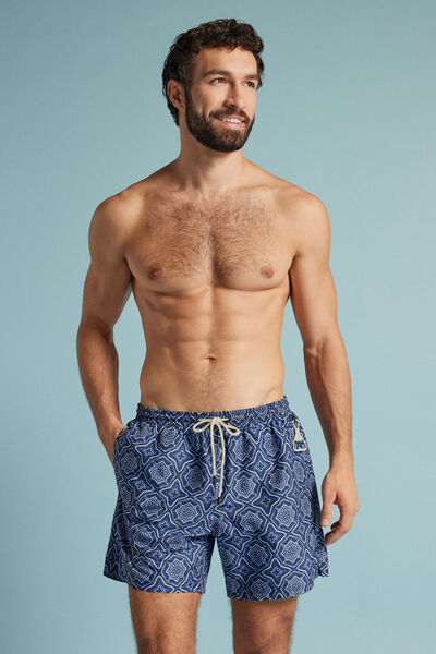Intimissimi Bañador Bóxer con Estampado Mosaico Azul Hombre Azul