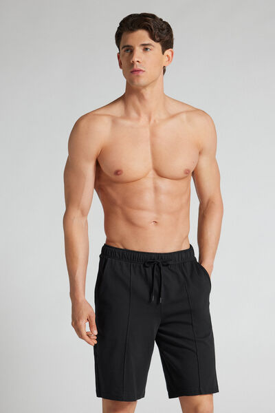 Intimissimi Pantalón Corto de Algodón con Ribete Hombre Negro
