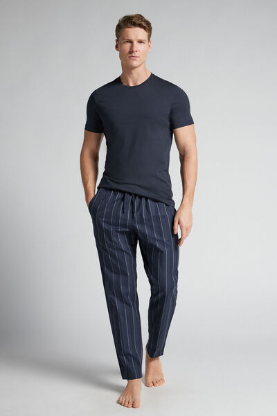 Intimissimi Pantalones Largos de Tela Azul a Rayas Blancas Hombre Azul