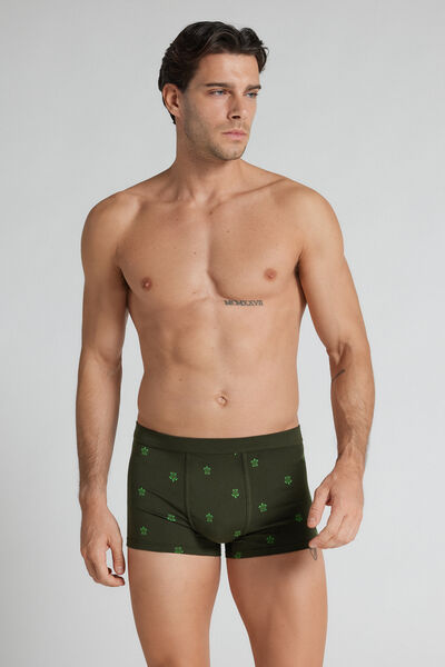 Intimissimi Bóxer Algodón Superior Estampado Tortuga Hombre Verde
