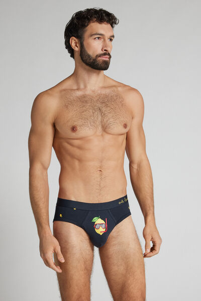 Intimissimi Slip Algodón Superior Estampado Limón Submarinista Hombre Azul