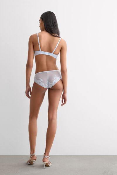 Side view of Intimissimi Kalhotky z Hedvábí a Krajky Silky Flowers Žena Azurová Velikost 2