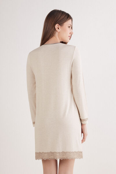 Side view of Intimissimi Rozepínací Noční Košile s Krajkou Žena Přírodní Velikost M