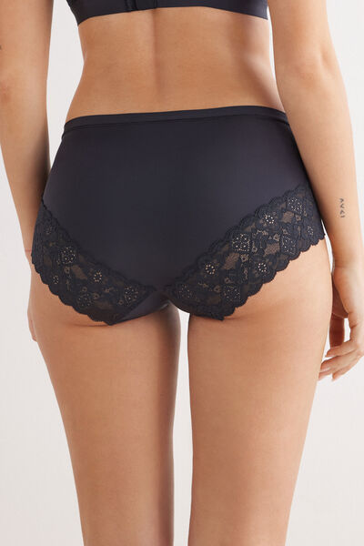Side view of Intimissimi Kalhotky s Vysokým Pasem z Mikrovlákna a Krajky Žena Černá Velikost 4