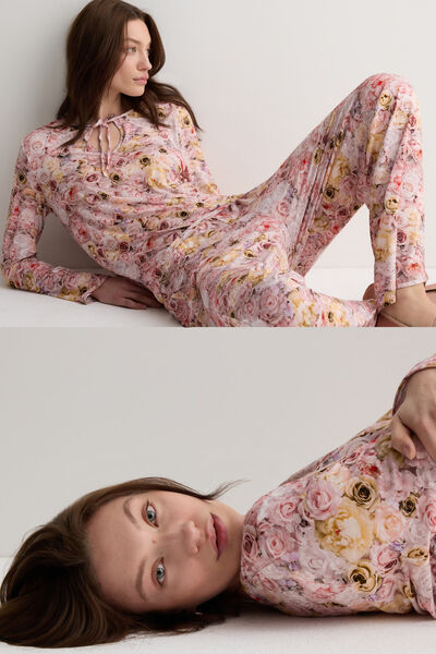 Intimissimi Dlouhé Pyžamo z Fresh Bamboo s Potiskem Bloom Žena Květy Velikost M-image-PLD2599 062KM
