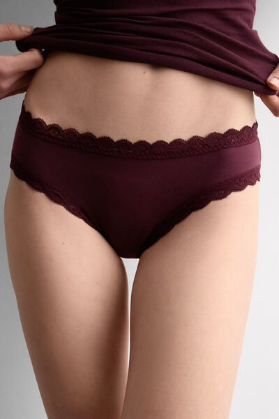 Side view of Intimissimi Kalhotky z Bavlny a Krajky Žena Červená/bordó Velikost 6
